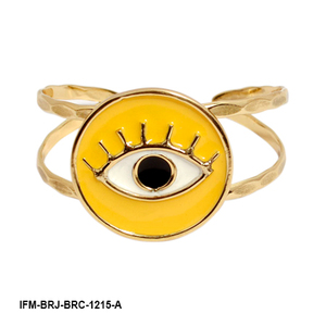 Brazalete Geométrico de Latón con Ojo Amarillo Hecho a Mano, Colección Radiant Vigil, Ajustable, Moderno para Mujer - Product Image 5