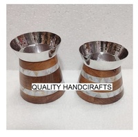 Vintage Arabischer Stil Ramadan Eid Hochzeitsgeschenk Akazienholz Perlmutt-Einlage Aluminium-Schüssel 1-teiliges Set Dessert-Servierschale Hochwertig