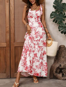 Vestido largo con estampado floral y tirantes - Product Image 2