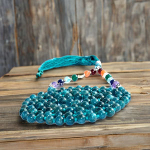 Más vendidos apatita 7 Chakra 108 cuentas espirituales Mala cuentas collar hecho a mano artista indio collares con cuentas regalo - Product Image 1