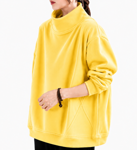 เสื้อสเวตเชิ้ตคอเต่าทรงโอเวอร์ไซส์สำหรับผู้หญิงไซส์พลัส ผ้าวอร์สเตด ขายดี ทรงปล่อยไหล่ แขนเสื้อแบบปกติ - Product Image 3