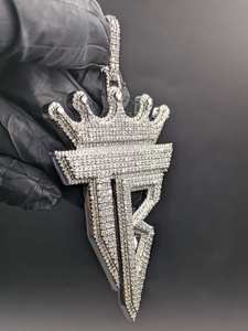 Pendentif personnalisé en moissanite avec initiales couronne et lettre T B, style hip-hop, pour fêtes, en argent 925, bijoux fins, pendentifs et breloques - Product Image 6