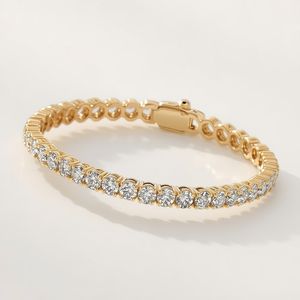 Bracelet tennis en or jaune 18 carats, coupe ronde, bijoux fins pour femmes, or massif de luxe, certifié GIA, chaîne et maillons, fabricant OEM - Product Image 1