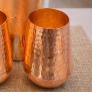Vasos de cobre de primera calidad, modernos y atractivos, vasos metálicos para agua, jugo, cócteles, duraderos, reutilizables, para cocina, comedor y bebidas. - Product Image 1