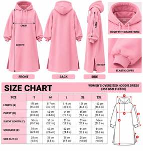 <b>Woolen</b> Blazer Hooded Sweatshirt <b>Dress</b> Knitted Long Pullover Hoodie with Side Slit Custom Logo <b>Women</b> 100% Cotton - Product Image 3