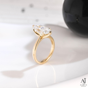 แหวนหมั้นเพชรโมอิสซาไนต์ทรงมาร์คีส์ ชุบทอง 14K เครื่องประดับเจ้าสาวสำหรับผู้หญิง - Product Image 5