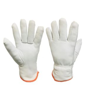 Gants d'hiver chauffants Apex Safety en cuir de vachette grainé blanc, doublure en fourrure, manchette de sécurité 30 cm, pour le ski et le travail en extérieur - Product Image 1