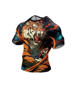 เสื้อรัดรูปแขนสั้นสำหรับผู้ชาย พิมพ์ลายแบบ Sublimation ผ้ายืดสแปนเด็กซ์/โพลีเอสเตอร์ แห้งเร็ว เหมาะสำหรับฝึกซ้อม MMA BJJ เสื้อรัดรูปสำหรับผู้ใหญ่ - Product Image 3
