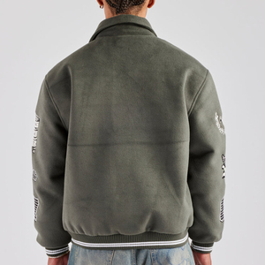 Vestes personnalisées de style universitaire en laine, cuir et coton, coupe-vent, col montant - Product Image 3