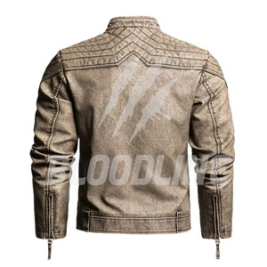 Men's Black PU Leather Moto <b>Biker</b> <b>Jacket</b> Slim Fit Zipper Closure Stand Collar Autumn Wear - Product Image 3