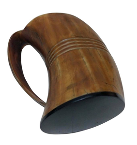 FAIZA CRAFT Tasse à boire en corne de buffle naturelle sculptée à la main avec motif viking pour bière, whisky, hydromel, décoration de bar vintage médiévale - Product Image 1