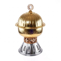 Plat à réchaud traditionnel martelé à la main en acier inoxydable durable antiadhésif avec incrustation décorative en bois, chauffe-plats de luxe pour buffet