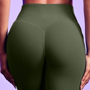 Leggings de Compresión Deportivos para Mujer al por Mayor, Personalizados, de Color Sólido, con Efecto Levanta Glúteos, Cintura Alta, Control de Abdomen, Pantalones de Yoga de Secado Rápido y Transpirables - Product Image 5
