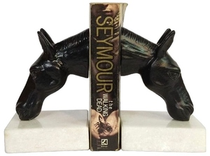 New design Horse Head Bookend Set with Marble Base Decorative Metal Animal Sculpture <b>Book</b> Holder Custom Size Finish New design - Product Image 6