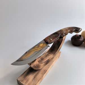 Navaja Plegable Multiusos con Hoja de Acero de 20.8cm, Punta de Gota, Perilla de Pulgar, Mango de Madera, Diseño Artístico, 0.5mm, 6.7in de Longitud Total, Afilada - Product Image 6
