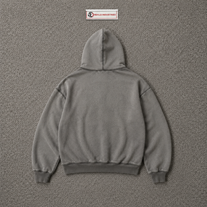 เสื้อฮู้ดดี้สีเทาขนาดใหญ่แบบซิป  ผ้าเนื้อหนา  ลายปักนูน  สไตล์สตรีทแวร์  ซิปยาวเต็มตัว  แขนเสื้อแบบดิสเทรส  สวมใส่สบาย  แบบยูนิเซ็กส์ - Product Image 6