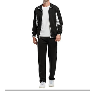 Bulk <b>Plain</b> Mens Sweatsuit 2 Piece Set Heavy Fleece Full Zip Up Hoodie Sweatpants Custom Mens Casual <b>Tracksuits</b> - Product Image 2