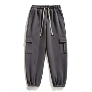 Pantalon de jogging cargo tricoté pour homme, couleur unie, taille mi-haute, taille élastique, coupe décontractée, coupe-vent, respirant, grandes poches, coupe ajustée à la cheville - Product Image 4