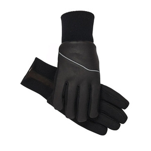 Gants de cyclisme noirs en PU à doigts entiers avec maille respirante et sangle de poignet réglable pour le cyclisme et les sports de plein air - Product Image 3