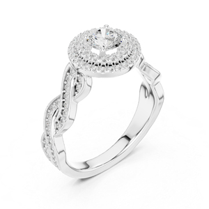 แหวนเพชรทรงกลมทองคำ 14K สำหรับเจ้าสาว ประดับเพชรเลี้ยงในห้องปฏิบัติการ สำหรับผู้หญิง |   เพชรที่เพิ่งเพาะเลี้ยง - Product Image 4