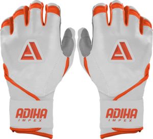 Gants de frappe en cuir Adiha Impex blancs et orange, fermeture auto-agrippante, unisexes, adultes, durables. - Product Image 1
