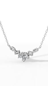 Collar de Diamantes Cultivados en Laboratorio con Corte Esmeralda y Marquesa, en Oro Sólido de 18K, Color Incoloro VVS, Colgante Inspirado en la Naturaleza con Cadena - Product Image 6