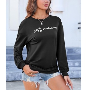 Sudadera de Algodón para Mujer, de Manga Larga, con Estampado en el Hombro, Cómoda, Informal, de Lujo, Precio al por Mayor, Personalizable para Invierno - Product Image 2