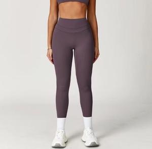 High Waist <b>Knitted</b> <b>Leggings</b> Solid Full Length Stretchy Breathable Eco-friendly 220g Women's Sporty Yoga Pants - Product Image 3
