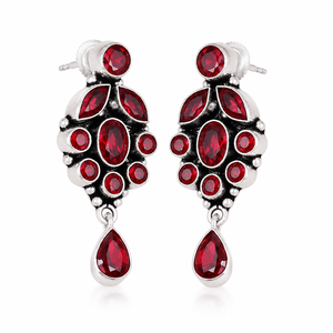 Vente en gros de boucles d'oreilles pendantes en améthyste plaquées argent ARTS JEWELS |   Boucles d'oreilles pendantes bohèmes avec pierres précieuses pour soirée |   Bijoux indiens - Product Image 1