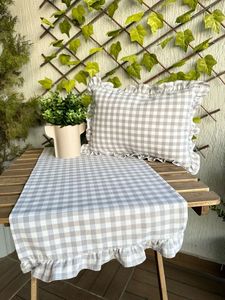 Chemin de table en coton imprimé à carreaux avec bord festonné, style ferme, pour décoration de table à manger, style maison, logo personnalisé, OEM, vente en gros - Product Image 1
