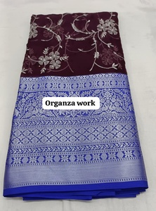 Tela de Organza Súper Suave de Primera Calidad para Saree |   Sari de Seda Brillante de Lujo para Bodas |   Material de Alta Calidad para Prendas Étnicas al por Mayor - Product Image 6