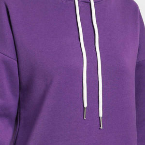 Sudadera con Capucha Morada para Mujer, de Color Sólido, de Algodón y Felpa, de Manga Larga, Holgada, con Bolsillos, para Otoño - Product Image 4
