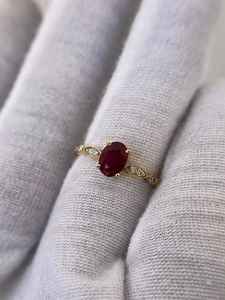 แหวนทับทิมแท้ แหวนทับทิมธรรมชาติ สำหรับวันครบรอบ แหวนเงินแท้ 925 ชุบทอง 14K แหวนหมั้น แหวนแต่งงาน แหวนสัญญา - Product Image 2