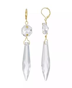 Orecchini pendenti lineari in cristallo chiaro color oro da donna | 2028 - Product Image 1