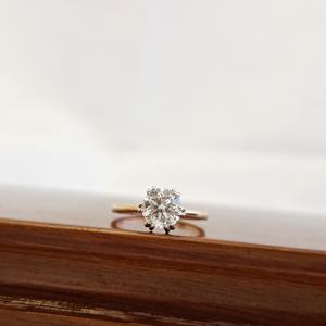 Anillo de Compromiso de Oro Sólido de 14K con Diamante Solitario para Mujer, Anillo de Boda Clásico con Engaste de Puntas, Joyería Fina, Regalo Elegante - Product Image 3