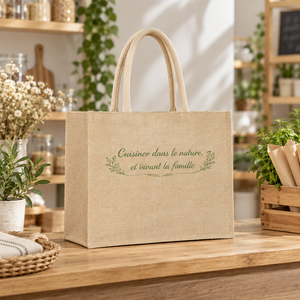 Natural Laminated Melange Cotton Tote <b>Bag</b> with Printed Front 39x31x19 cm Custom Logo Wholesale Promotional Shopping <b>Bag</b> SNC25NPM - Product Image 4