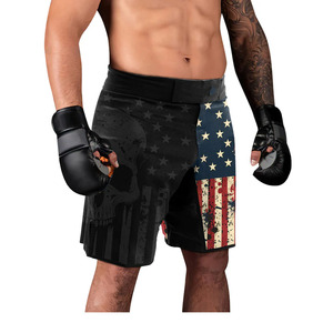 Unisex MMA <b>Grappling</b> Fight Shorts American Flag Skull Print Breathable Quick Dry Sublimated Printing Fitted Martial Arts Wear - Product Image 2