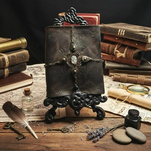 Celestial Sun Moon Leather Journal <b>A5</b> Cute <b>Book</b> Shadows Handmade Grimoire Vintage Lock Journal Moon Phase Diary Witchy Gift - Product Image 2