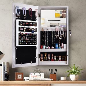 Armadietto Portagioie Salvaspazio con Specchio, Montabile a Parete/Porta, con Chiusura di Sicurezza - Spedizione Gratuita - Product Image 1
