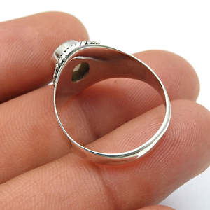 Anillo de plata de ley 925 estilo bohemio con piedra preciosa drusa de corte ovalado, anillo de plata hecho a mano para mujeres y niñas. - Product Image 3