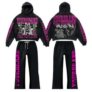 ชุดวอร์มผ้าเทอร์รี่พิมพ์ลายระบายอากาศสำหรับฤดูหนาว สปอร์ต ชุดเซ็ตสองชิ้น ผ้าฝ้าย 100% เสื้อฮู้ดดี้ผู้ชาย กางเกงขาสั้นทรงเข้ารูป - Product Image 2