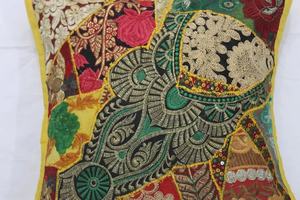 Boho <b>Throw</b> Piillow Patchwork Cushion <b>Cover</b> | Made of Vintage Indian Home Textiles Home Decor - Product Image 2