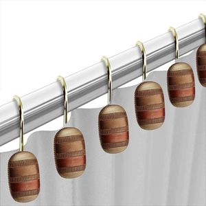 Contempo 12pc Luxury Classic Bathroom Shower <b>Curtain</b> Set with Contemporary Fabric and 12 Shower <b>Curtain</b> <b>Hooks</b> - Product Image 5