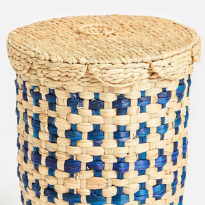 Eco-Friendly Water Hyacinth Rattan Animal Shape <b>Storage</b> <b>Basket</b> Lid Blue Decorative Natural <b>Toy</b> <b>Storage</b> Organizer for Bathroom - Product Image 3