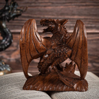 Statue de dragon sculptée décorative en gros, sculpture de dragon en bois, artisanat de décoration intérieure, ornement de dragon artisanal de qualité supérieure