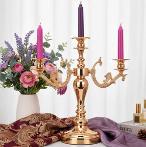 Elegant Shiny Gold Customized 3 Arm Candelabra Aluminum <b>Candle</b> Holder for Wedding Christmas Centerpieces Banquet Tables Parties - Product Image 1