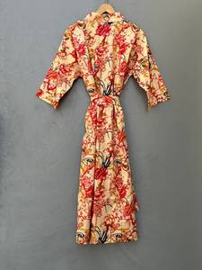 Robe kimono en coton à imprimé oiseaux, style bohème, vêtements de détente, été, printemps, séchage rapide, manches longues - Product Image 2