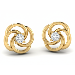Pendientes de Diamantes en Oro Amarillo para Mujer, Corte Brillante Redondo, Diseño Clásico, Uso Diario, Regalo de Boda para Ella, Personalizables - Product Image 3
