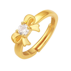 Anillo de Compromiso Elegante y Lindo de Plata de Ley 925 con Zirconia en Forma de Lazo, Corte Brillante Redondo de 0.50 CT, Banda Ajustable para Mujer - Product Image 5