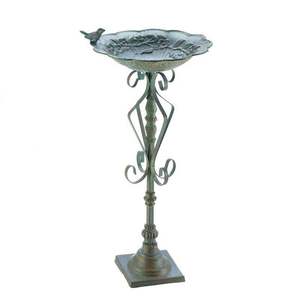 Bain d'oiseaux décoratif mural en métal avec motif en spirale, décoration de jardin extérieur - Product Image 3